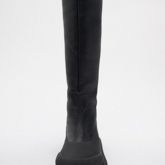 ZARA SHEARLING LINED MID-CALF LEATHER BOOTS- US 8, EU 39 / NEW - Picture 3 of 7